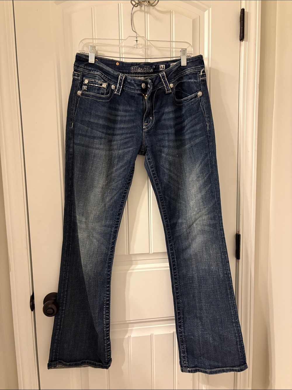 Miss Me Dark Blue Flare Jeans - Women's